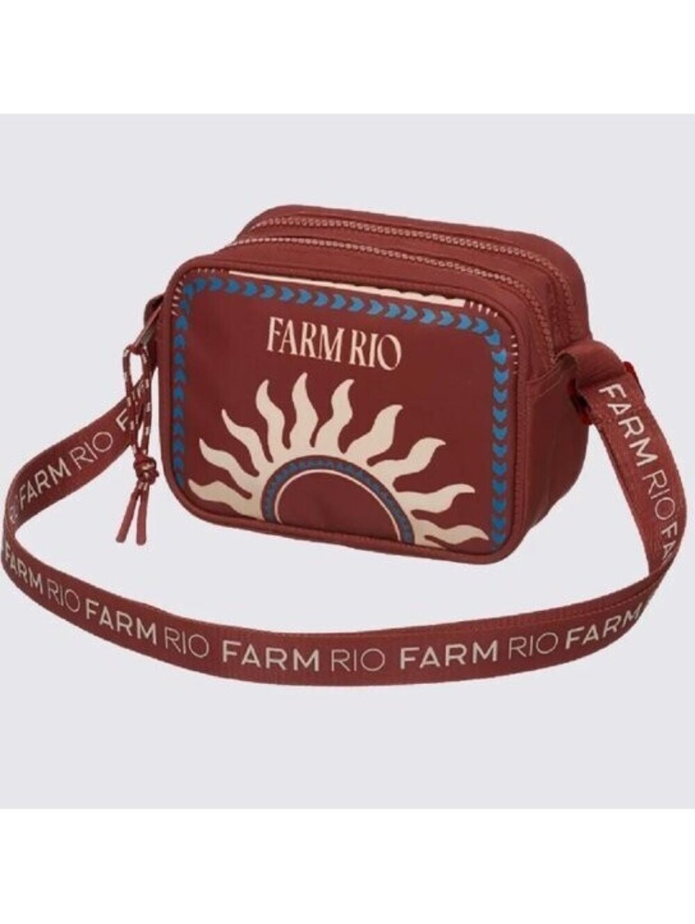 Farm Rio Da Gema Lenco Solar Crossbody Bag Sun Graphic Logo Strap NWOT Brazilian